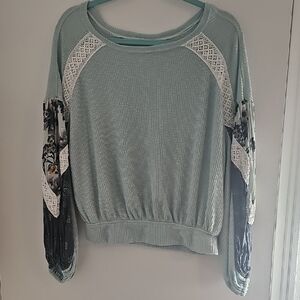 Free People Light Green Knit Top